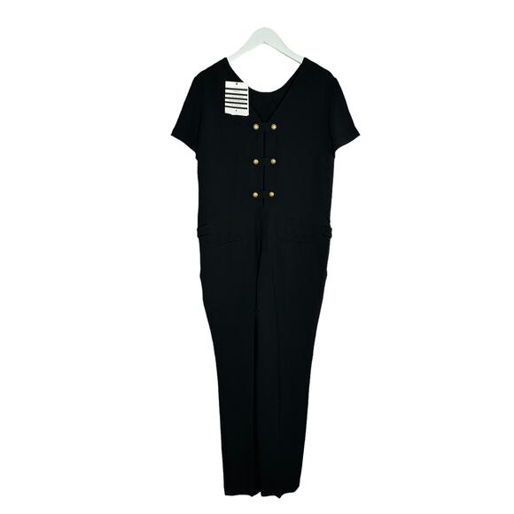 NWT Sezane Combi Pantalon Elena Black Jumpsuit Straight Leg Formal Slim Size 10 - Picture 6 of 12